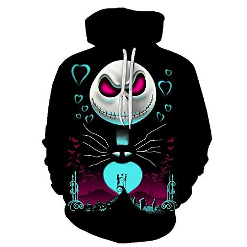 Nightmare Jack Sally Skellington Hoodie Erwachsene 3D Hoody Sweatshirt Cosplay Kostüm Herren Damen Kleidung Top Jackenmantel 2XL von CosIdol