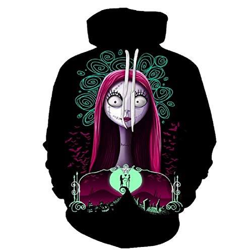 Nightmare Jack Sally Skellington Hoodie Erwachsene 3D Hoody Sweatshirt Cosplay Kostüm Herren Damen Kleidung Top Jackenmantel L von CosIdol