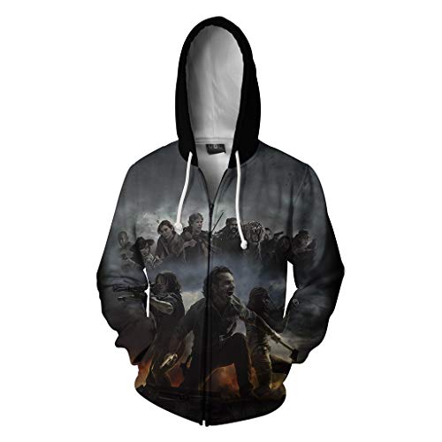 TWD Zombie-Kapuzenpullover für Herren, Skelett, Totenkopf, Kapuze, Sweatshirt, Reißverschluss, Walking, Cosplay, lange Ärmel, Farbe 2, L von CosIdol