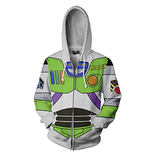 Woody Hoodie Buzz Lightyear Jacke 3D Druck Kapuzenpullover mit Reißverschluss Fancy Cosplay Herren Langarm Sport Oberbekleidung S von CosIdol