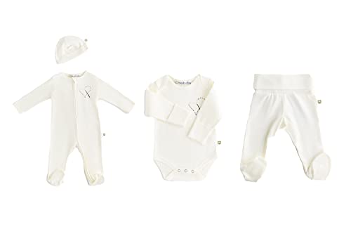 Cosababy Organics Magic Heart neugeborenen Strampler und hosen mit Füßchen 100% Bio-Baumwolle GOTS zertifiziert (Weiß, 0-3 Monate) von Cosababy Organics