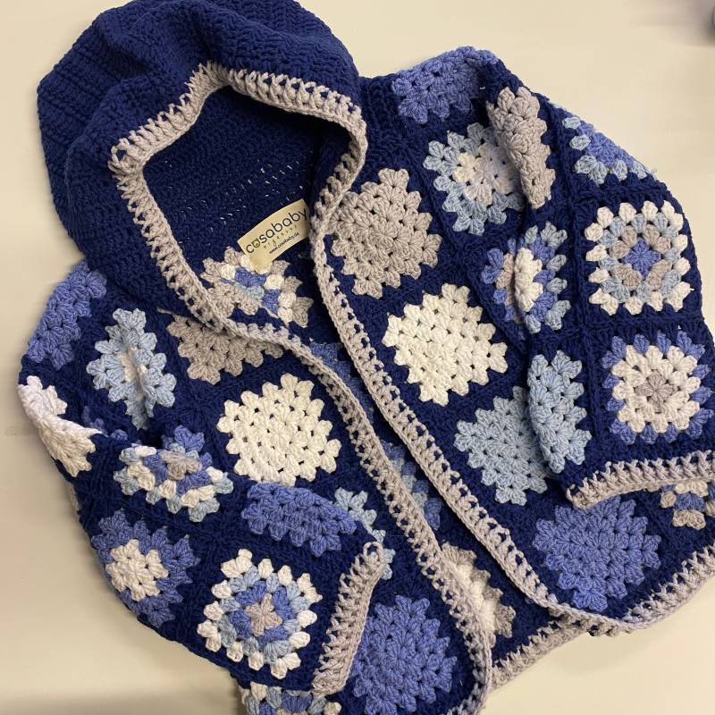 Granny Square Häkel-Baumwoll-Boho-strickjacke Für Kleinkinder, Häkel-Granny-Square-Boho-Unisex-strickjacke Kleinkinder von CosababyOrganics