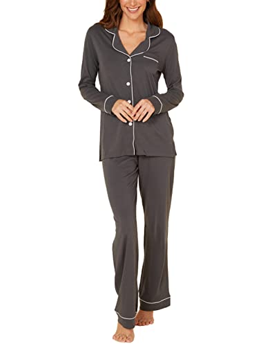 Cosabella Damen Bella Pyjama-Set, langärmelig, Oberteil und Hose Pyjamaset, Anthrazit/Elfenbein, 36 von Cosabella