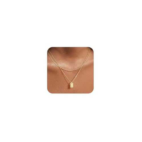 Coshilta Goldene Initialen-Halsketten für Frauen, 14 Karat vergoldet, A-Z, mehrlagiger Anhänger, Halskette, zierliche Schichtung, personalisierte Initialen-Halskette, Schmuck-Set, Halskette für Frauen Coshilta Goldene Initialen-Halsketten für Frauen, 14 Karat vergoldet, A-Z, mehrlagiger Anhänger, Halskette, zierliche Schichtung, personalisierte Initialen-Halskette, Schmuck-Set, Halskette für Frauen von Coshilta