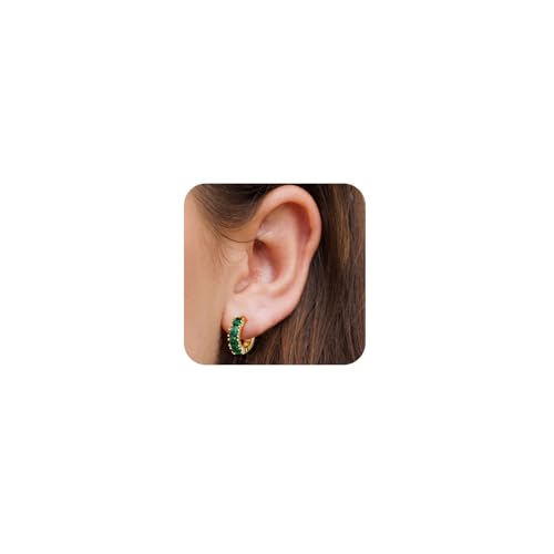 Coshilta Kleine Creolen mit 14-karätigem Gold vergoldet, 14 Karat vergoldet, Mini-Zirkonia, hypoallergen, mit Geburtsstein für Frauen, Messing, Zirkonia Coshilta Kleine Creolen mit 14-karätigem Gold vergoldet, 14 Karat vergoldet, Mini-Zirkonia, hypoallergen, mit Geburtsstein für Frauen, Messing, Zirkonia von Coshilta
