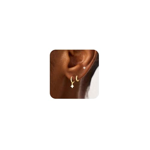 Goldenes Huggie-Creolen-Set für Frauen, hypoallergenes 14 Karat vergoldetes Ohrstecker-Set für mehrere Piercings, zierliches Herz-, Z-Knorpel-Kreuz-Ohrring-Set, Zirkon, kleines Schmuckgeschenk Goldenes Huggie-Creolen-Set für Frauen, hypoallergenes 14 Karat vergoldetes Ohrstecker-Set für mehrere Piercings, zierliches Herz-, Z-Knorpel-Kreuz-Ohrring-Set, Zirkon, kleines Schmuckgeschenk von Coshilta