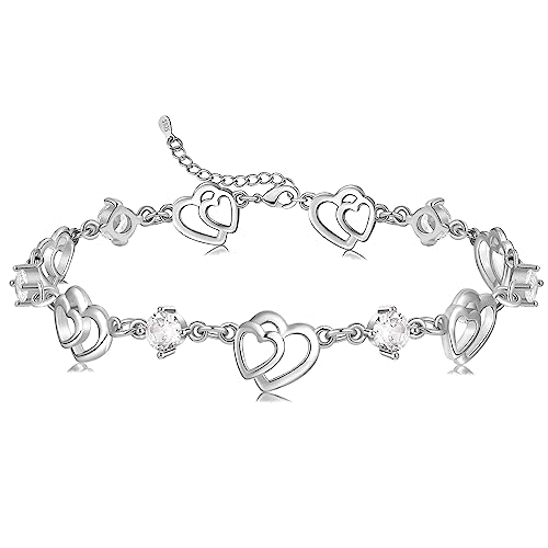 Cosie Lily Damenarmband 925er Sterlingsilber Herzarmbänder Damenschmuck Geschenk für Sie Zum Valentinstag Geburtstag von Cosie Lily