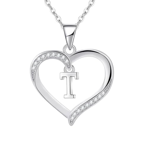 Cosie Lily Geschenke für Frauen Halskette Damen 925er Silber Herz Anhänger mit Buchstabe Sterlingsilber Kette Initialen Kette Silber 925er Ketten Damenschmuck Muttertag Valentinstag von Cosie Lily