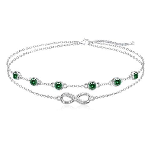 Cosie Lily Infinity Armband Damen Geburtsstein 925er Sterlingsilber Unendlichkeitszeichen Doppelherz Armband Schmuck 925er Silber GeburtstagsGeschenk für Frauen Freundin Mutter von Cosie Lily