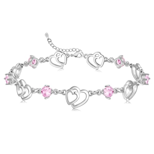 Cosie Lily Damenarmband 925er Sterlingsilber Herzarmbänder Damenschmuck Geschenk für Sie Zum Valentinstag Geburtstag von Cosie Lily