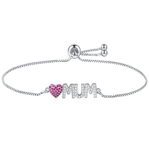Cosie Lily Unendlichkeit Armband Damen 925 Sterling Silber, Infinity Liebe Herz Armband Armkette mit 5A Zirkonia Verstellbar Armband für Geburtstag Geschenk,Muttertag Schmuck Geschenk (mum) von Cosie Lily