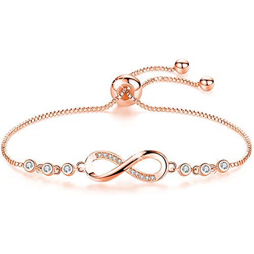 Cosie Lily Infinity Armband Damen Geburtsstein 925er Sterlingsilber Unendlichkeitszeichen Doppelherz Armband Damen Schmuck 925er Silber GeburtstagsGeschenk für Frauen Freundin Mutter von Cosie Lily