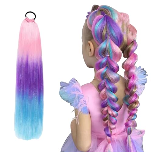 Haarverlängerung Zopf Extension mit Haarband Glitzer HaarsträHnen 9 SträHnen Bunte HaarsträHnen Kinder 26 Inch Dreads zum Einflechten für Mädchen Frauen von Cosiesnest