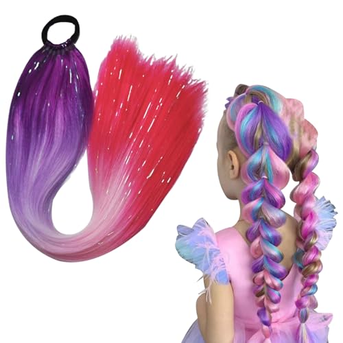 Haarverlängerung Zopf Extension mit Haarband Glitzer HaarsträHnen 9 SträHnen Bunte HaarsträHnen Kinder 26 Inch Dreads zum Einflechten für Mädchen Frauen von Cosiesnest