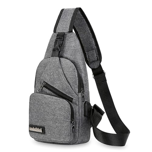 Umhängetasche Herren 1 Stück Brusttasche Herren Schultertasche Herren Verdickt und VerschleißFest Sling Bag Herren aus Segeltuch Geeignet für Männer Beim Pendeln, Wandern oder Radfahren (Grau) von Cosiesnest
