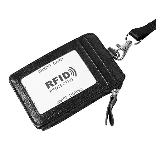 Cosiki Abzeichenhalter, ID -Abzeichenhalter Vertikaler Lanyard Halskette -Kartenhalter Blocking ID Badge Cowide Wallet Hardware Badge Lanyard für Büros Mitarbeiter Mitarbeiter von Cosiki