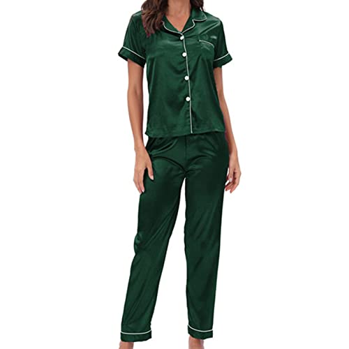 Damen-Pyjama-Set, Maschinenwaschbares Polyester-Material, Damen-Pyjama mit V-Ausschnitt für den Haushalt (L) von Cosiki