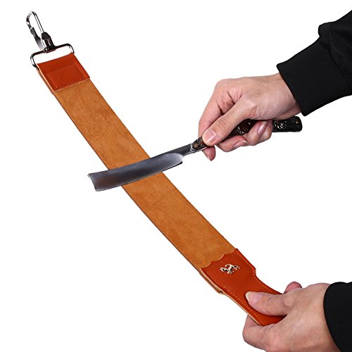 Juli-Geschenk Rasierlederband, Echtes Leder Strop Strap Barber Rasiermesser Klappmesser Rasurschärfer Schärfgürtel von Cosiki