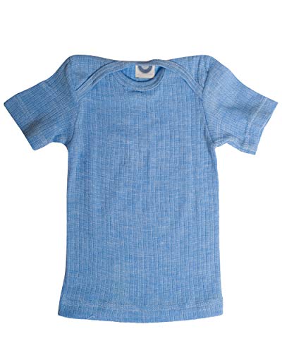 Cosilana, Shirt/Unterhemd kurzarm, 45% Baumwolle (kbA), 35% Wolle (kbT), 20% Seide (62/68, Blau meliert) von Cosilana