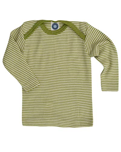 Cosilana, Baby Unterhemd Langarm, 70% Wolle 30% Seide (Grün Geringelt, 74-80) von Cosilana