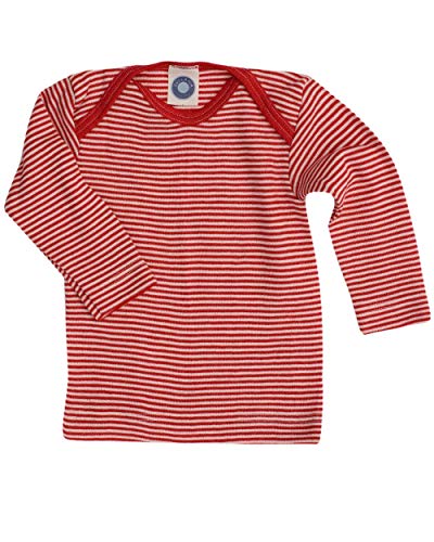 Cosilana, Baby Unterhemd Langarm, 70% Wolle 30% Seide (Rot/Natur, 98-104) von Cosilana