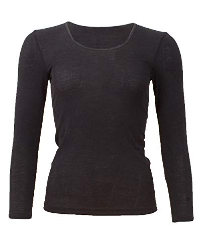 Cosilana, Damen Unterhemd Langarm, 70% Wolle 30% Seide (36/38, Schwarz) von Cosilana