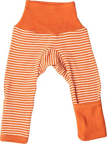 Cosilana Baby Hose lang- mit Kratzschutz am Bein 74/80 Safran-Orange Geringelt 129 von Cosilana Naturwäsche