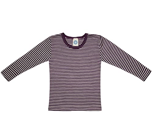 Cosilana, Kinder Unterhemd Langarm, 70% Wolle (kbT), 30% Seide (Pflaume Geringelt, 140) von Cosilana