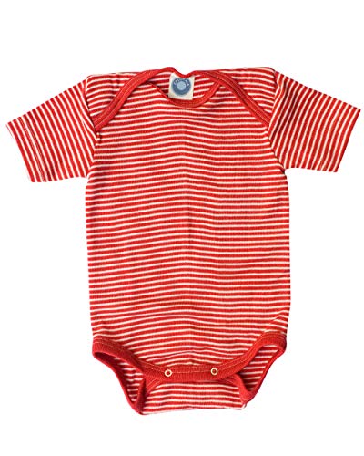 Cosilana, Baby Body Kurzarm, 70% Wolle, 30% Seide (Rot/Natur, 50-56) von Cosilana