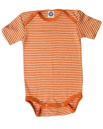 Cosilana, Baby Body Kurzarm, 70% Wolle, 30% Seide (Orange/Natur, 62-68) von Cosilana