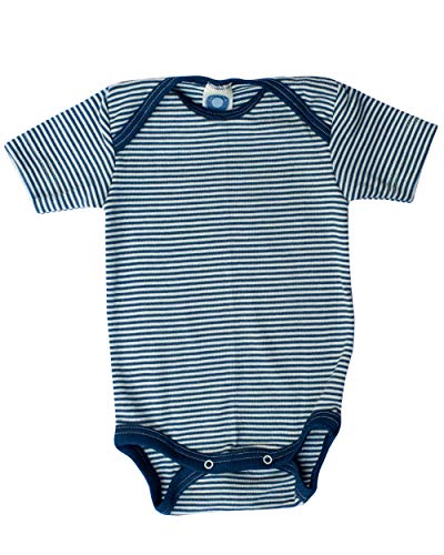 Cosilana, Baby Body Kurzarm, 70% Wolle, 30% Seide (Marine/Natur, 74-80) von Cosilana