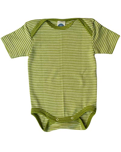 Cosilana, Baby Body Kurzarm, 70% Wolle, 30% Seide (Grün/Natur, 98-104) von Cosilana