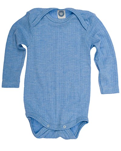 Cosilana, Baby Body Langarm,45% KBA Baumwolle, 35% kbT Wolle, 20% Seide (62/68, Blau meliert) von Cosilana