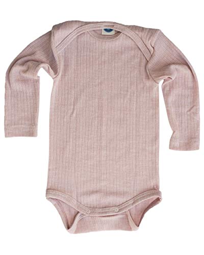 Cosilana, Baby Body Langarm, KBA Baumwolle, kbT Wolle, Seide (50/56, Pink meliert) von Cosilana