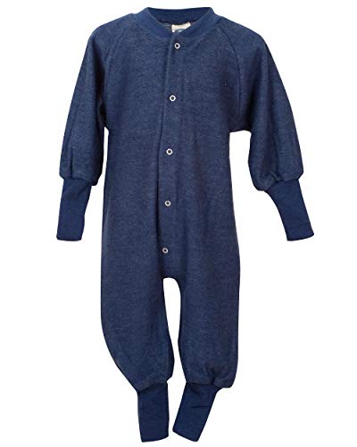 Cosilana, Einteiler Schlafanzug ohne Fuß, 100% Wolle (116, Marine) von Cosilana