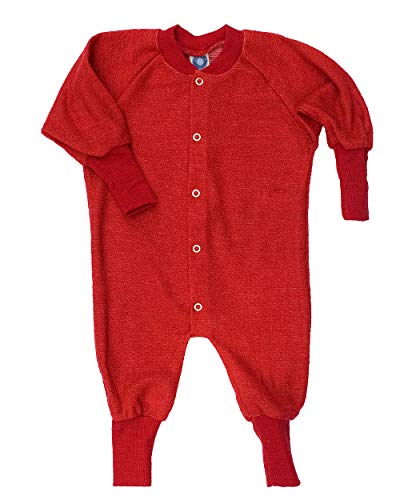 Cosilana, Einteiler Schlafanzug ohne Fuß, 100% Wolle (80, Rot) von Cosilana