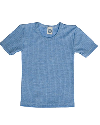 Cosilana, Kinder Unterhemd Kurzarm, 45% KBA Baumwolle, 35% kbT Wolle, 20% Seide (128, Blau meliert) von Cosilana