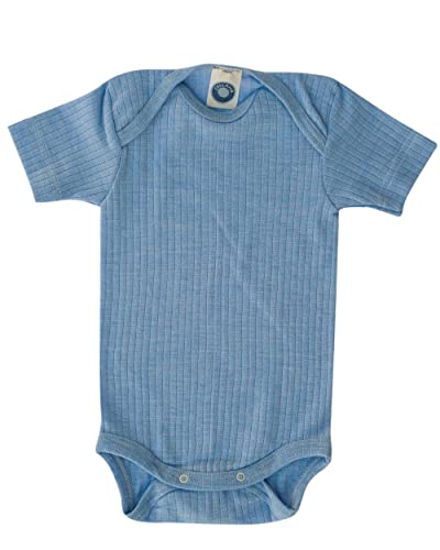 Cosilana Babybody Kurzarm 91052 BW/Wolle/Seide (Blau Meliert, 62-68) von Cosilana