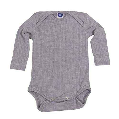 Cosilana Baby Body Langarm 45% KBA Baumwolle 35% kbT Wolle 20% Seide (62-68, Grau Meliert) von Cosilana