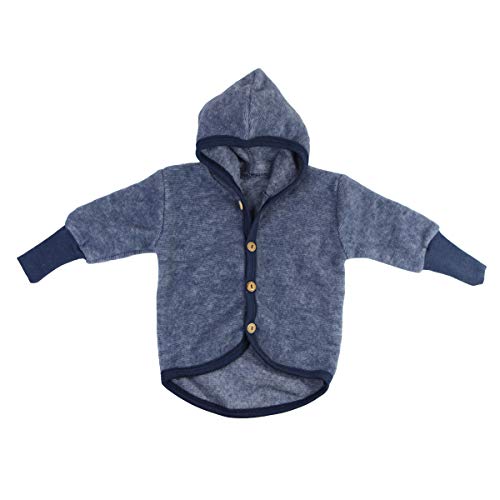 Cosilana Baby Fleece-Jacke mit Kapuze kbT Wolle Bio Baumwolle Made in Germany (DE/NL/SE/PL, Numerisch, 86, 92, Marine-Melange) von Cosilana