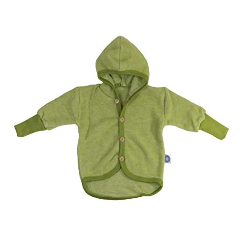 Cosilana Baby Fleece-Jacke mit Kapuze kbT Wolle Bio Baumwolle Made in Germany (DE/NL/SE/PL, Numerisch, 86, 92, Lindgrün-Melange) von Cosilana