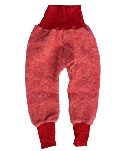 Cosilana Baby Hose mit Bund aus weichem Wollfleece, 100% Schurwolle kbT (50/56, Rot-Melange) von Cosilana