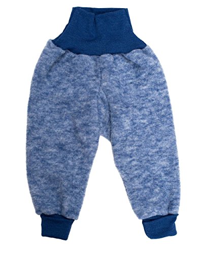 Cosilana Baby Hose mit Bund aus weichem Wollfleece, 100% Schurwolle kbT (62/68, Marine-Melange) von Cosilana