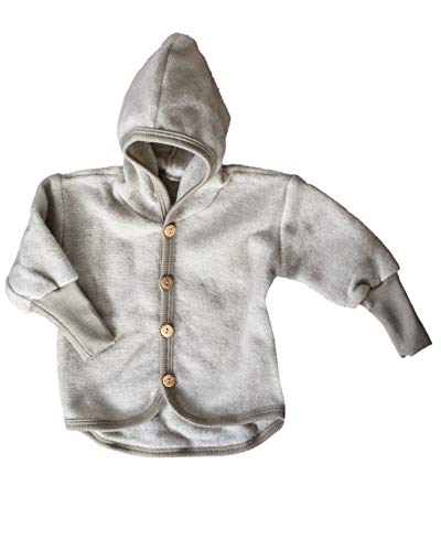 Cosilana Baby Jäckchen Mit Kapuze Aus Weichem Wollfleece, Gr.-74/80, Latte Macchiato melange von Cosilana