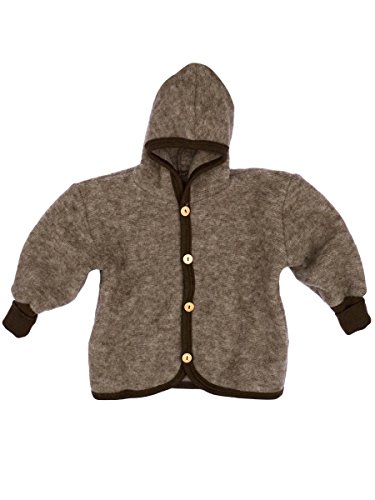 Cosilana Baby Jäckchen mit Kapuze aus weichem Wollfleece, 100% Schurwolle kbT (98/104, Braun Melange) von Cosilana