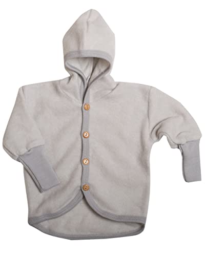 Cosilana Baby Jäckchen mit Kapuze aus weichem Wollfleece, 60% Schurwolle kbT, 40% Baumwolle (kbA) (50-56, Grau meliert) von Cosilana