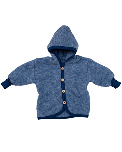 Cosilana Baby Jäckchen mit Kapuze aus weichem Wollfleece, 60% Schurwolle kbT, 40% Baumwolle KBA (50/56, Marine-Melange) von Cosilana