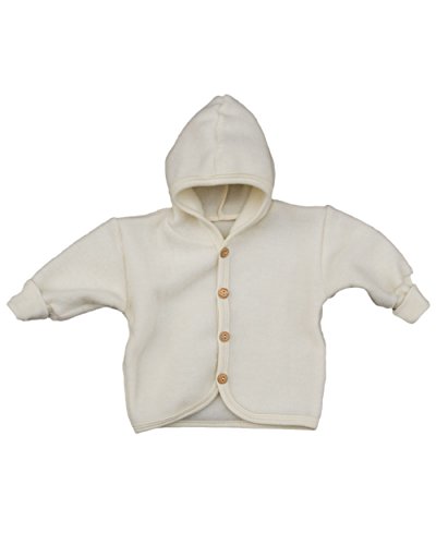 Cosilana Baby Jäckchen mit Kapuze aus weichem Wollfleece, 60% Schurwolle kbT, 40% Baumwolle kbA (50/56, Natur) von Cosilana