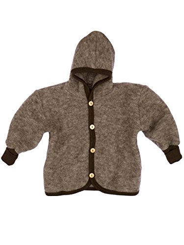 Cosilana Baby Jäckchen mit Kapuze aus weichem Wollfleece, 60% Schurwolle kbT, 40% Baumwolle kbA (62/68, Braun melange) von Cosilana