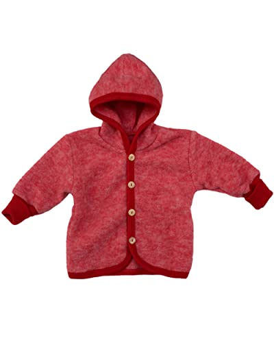 Cosilana Baby Jäckchen mit Kapuze aus weichem Wollfleece, 60% Schurwolle kbT, 40% Baumwolle kbA (86/92, Rot-melange) von Cosilana